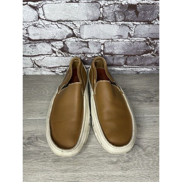 Crocs Brown Leather Vented Soles Cushioned Outdoor Loafers Men’s Sz 12M US/45EU - Picture 2 of 16